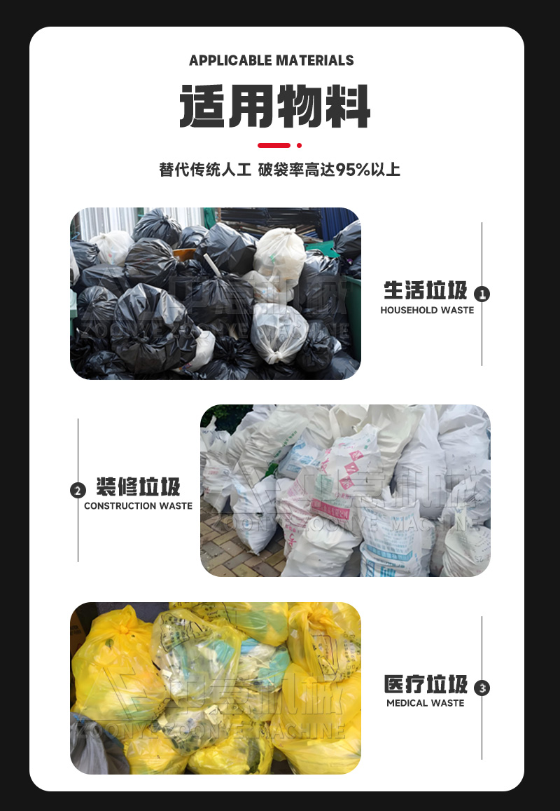 雙軸破袋機(jī)應(yīng)用范圍 雙軸破袋機(jī)應(yīng)用范圍